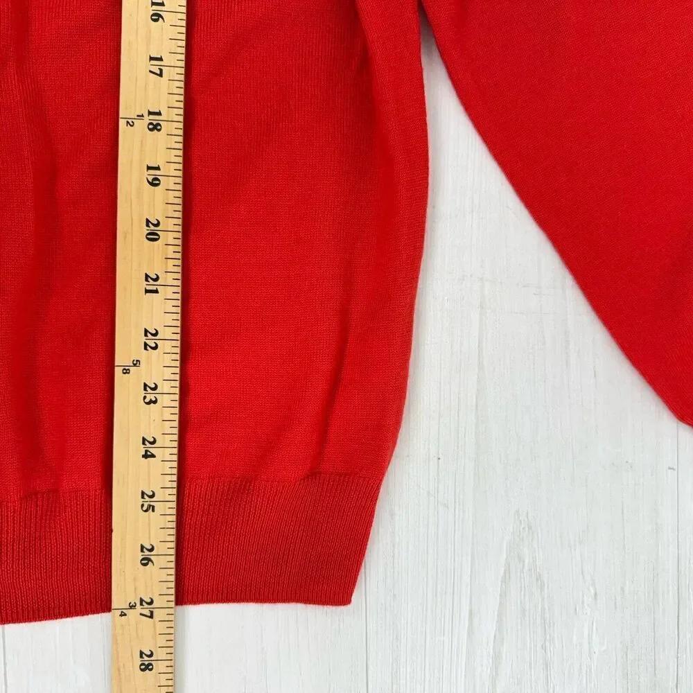 J.Crew Merino Wool Sweater Men XL‎ Red Crew Neck Pullover Knit Holiday Christmas